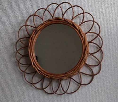 Amazon.co.jp: アンティーク調アラログフラワー(籐)ラタンミラー (L